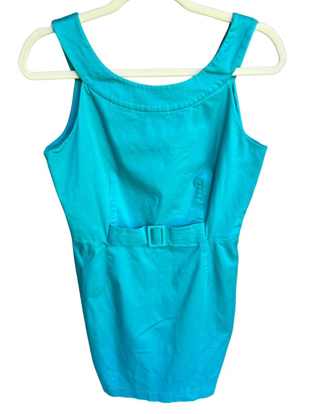 Ellen Tracy Turquoise Sheath Dress Size 10 Belted Sleeveless